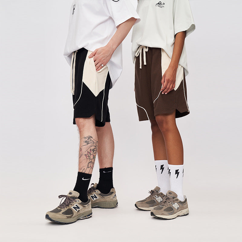 Striped Hem Drawstring Shorts