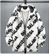 White hooded B83 letters