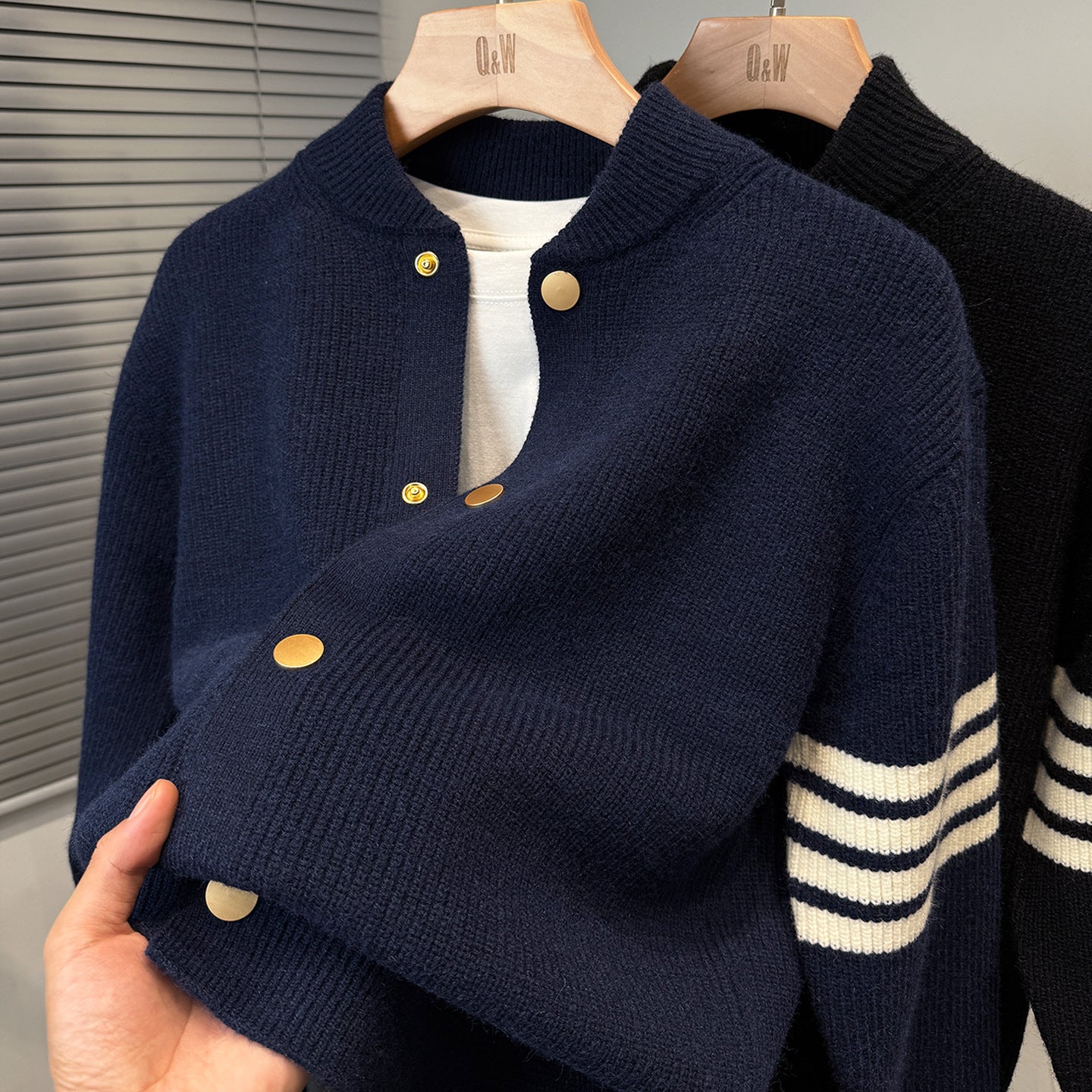 2025 Fall/Winter Baseball Collar Sweater Jacket Men's Thickened Korean Casual Cardigan Knitted Knitted Jacket Trendy