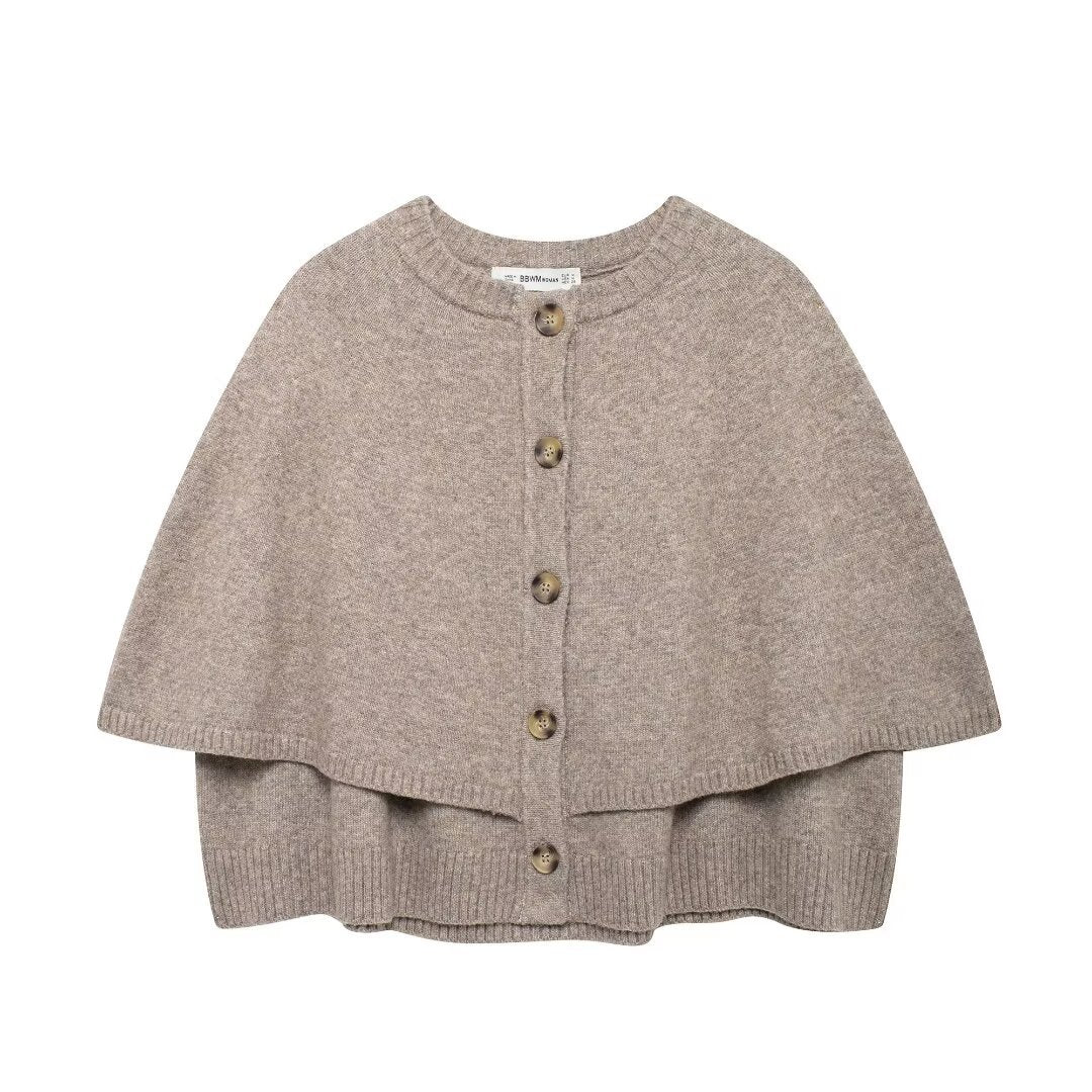 Women's Cropped Knit Shawl Cardigan