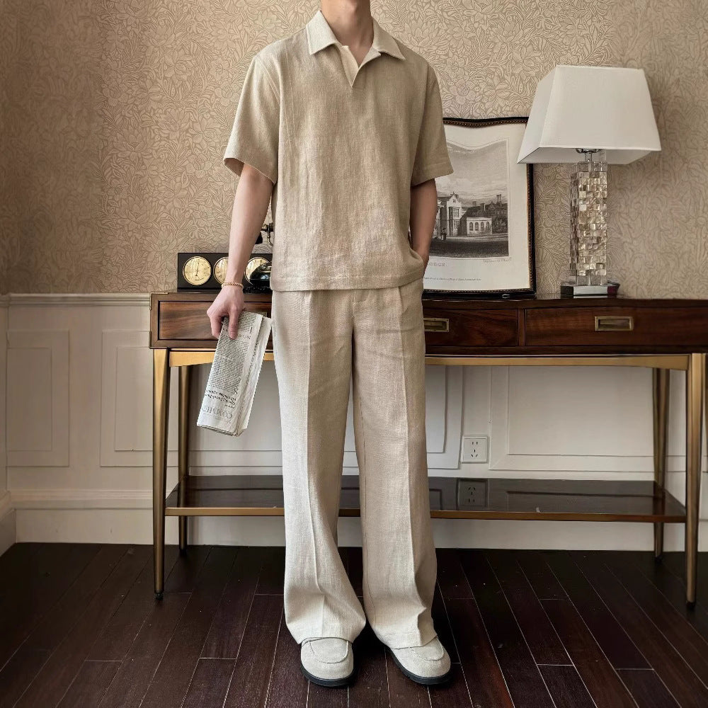 Linen-Blend Polo Shirt