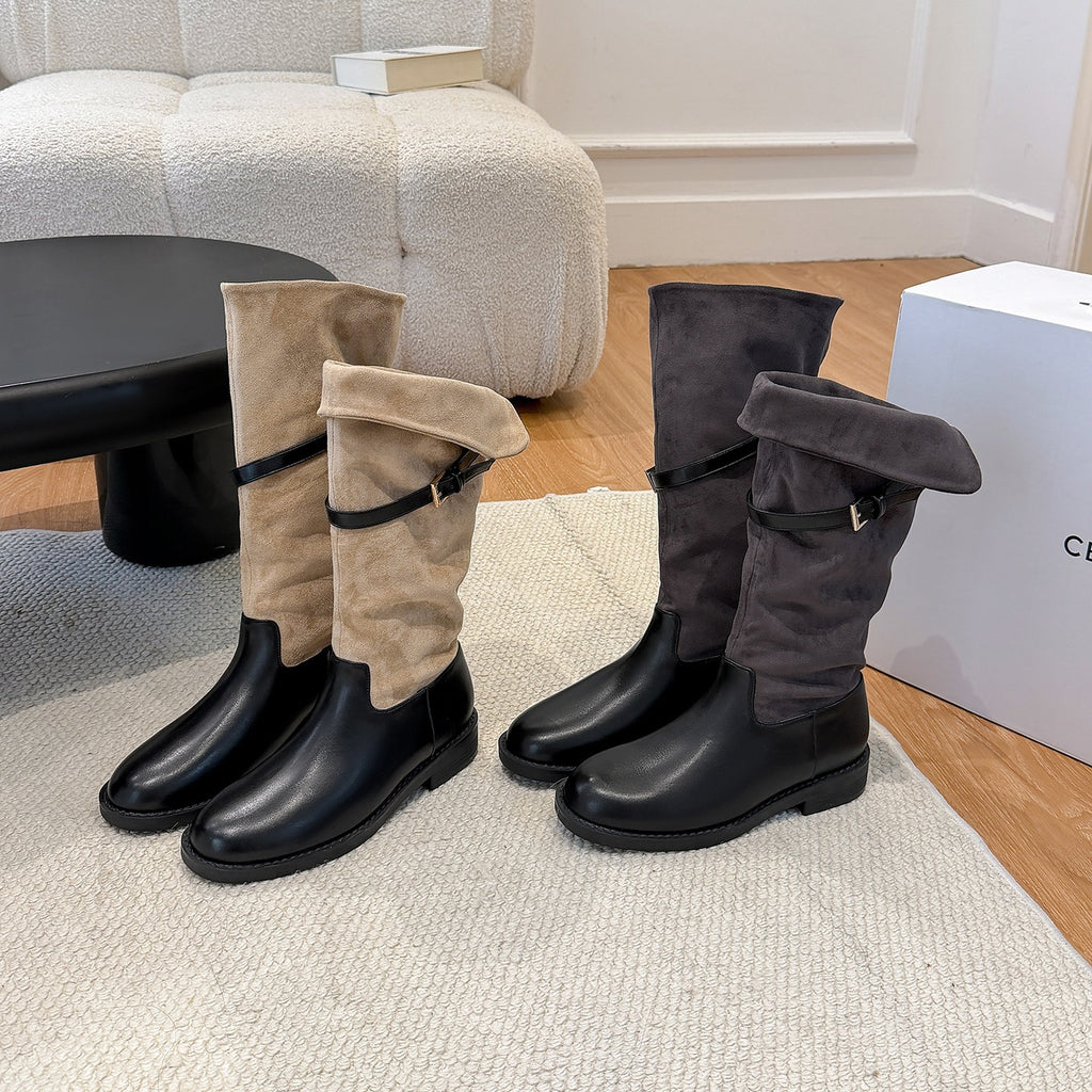 Slouch Buckle Riding Boots