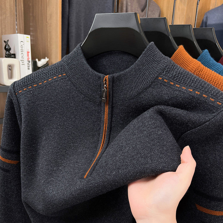 Zip-Neck Knit Pullover