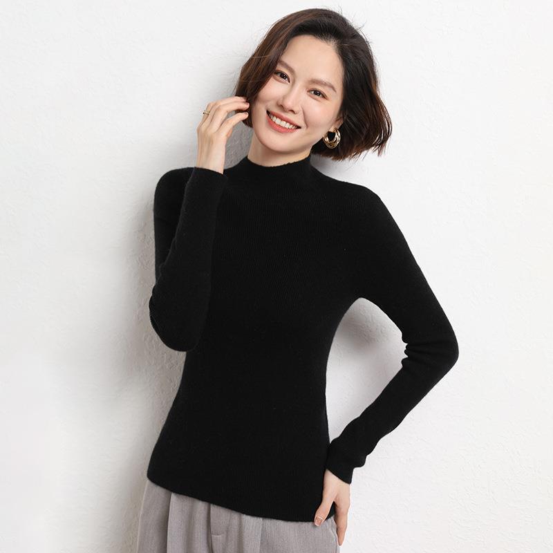 Ribbed Knit Mock Neck Sweater