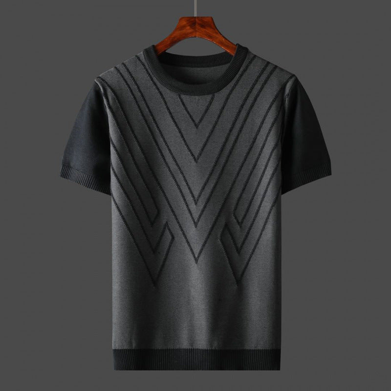 Textured Knit Short-Sleeve Sweater