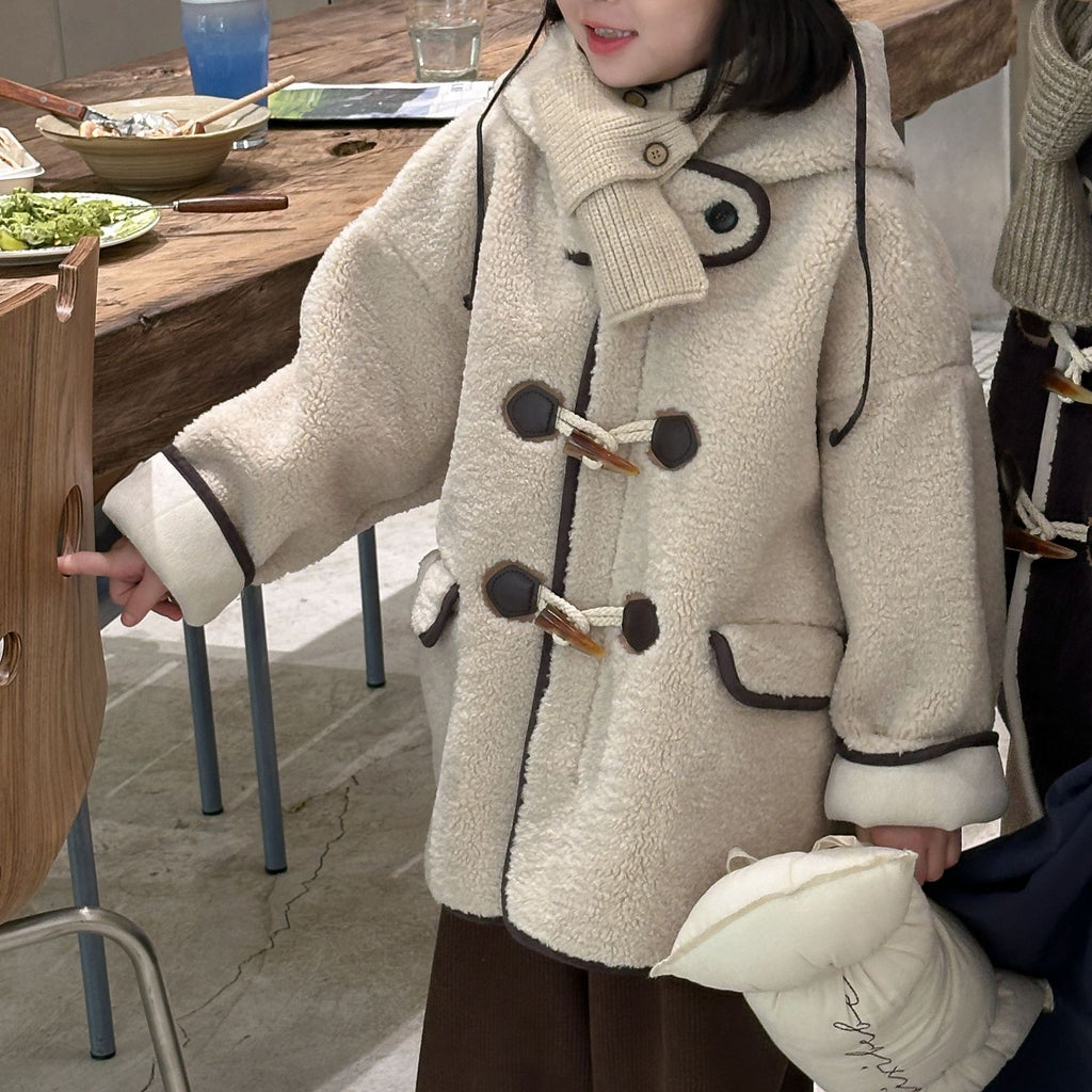Kids' Faux-Fur Hooded Duffle Coat