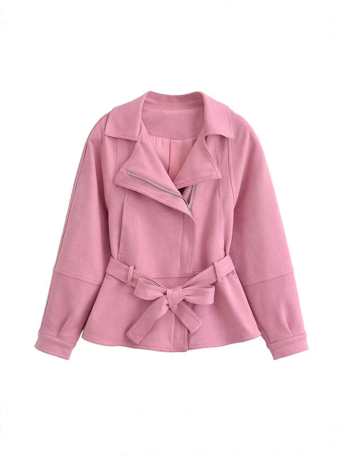 Women's Pink Belted Wrap Jacket