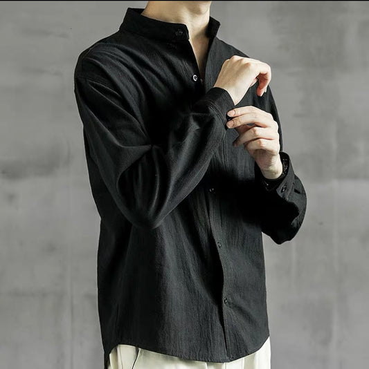 Youthful Loose Cotton Long-Sleeve Shirt