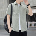 Casual Short-Sleeve Button-Up — XL / D8015 short-sleeved bean green