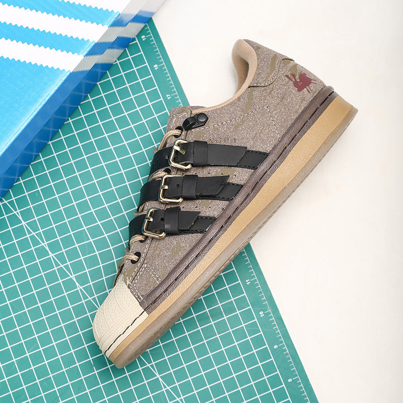 Buckle Strap Canvas Sneakers