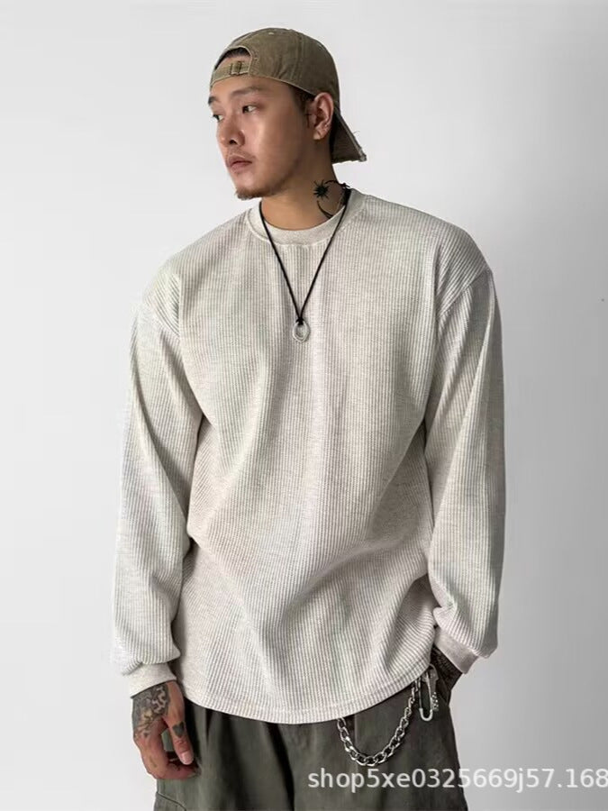 Waffle Knit Long-Sleeve Top