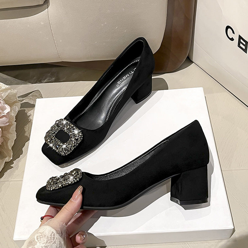 Square Buckle Block Heels