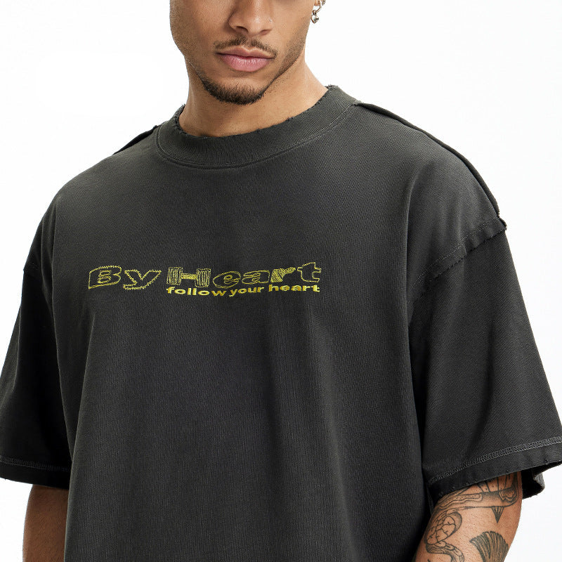 Embroidered Drop-Shoulder Tee