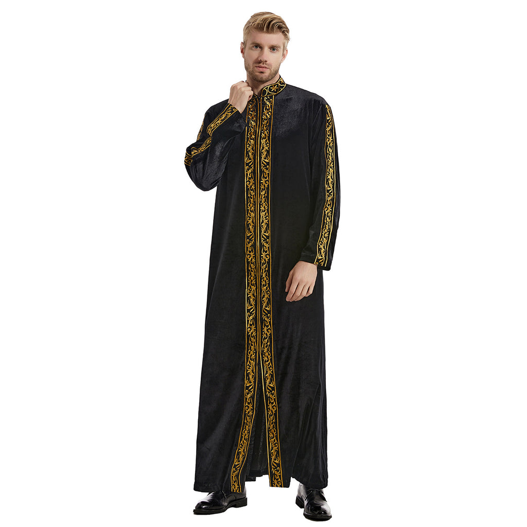 Gold-Embroidered Velvet Kaftan