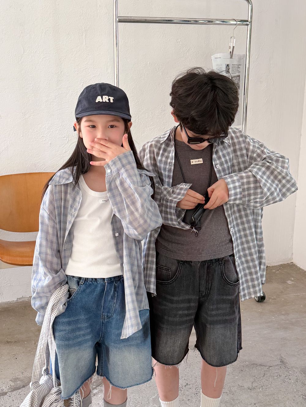 Kids' Plaid Long-Sleeve Sun Shirt