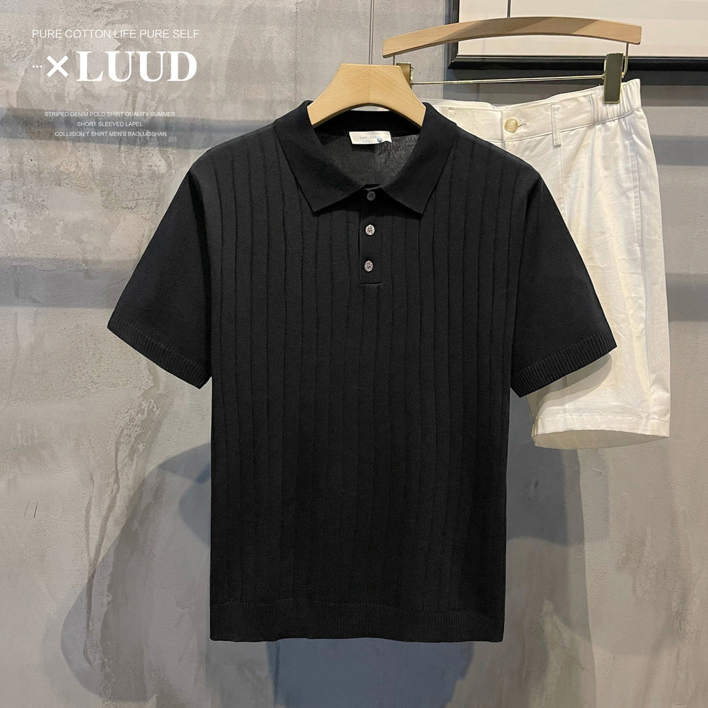 Knitted Ribbed Polo Shirt