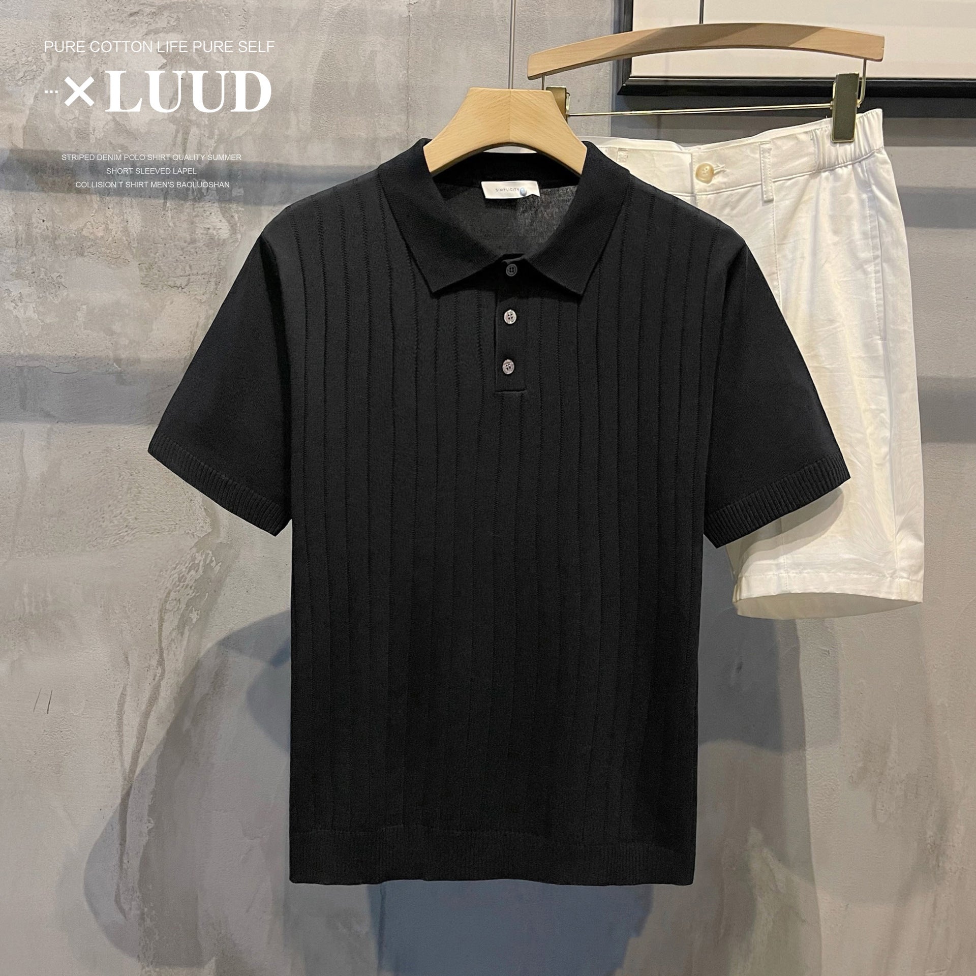 Knitted Ribbed Polo Shirt