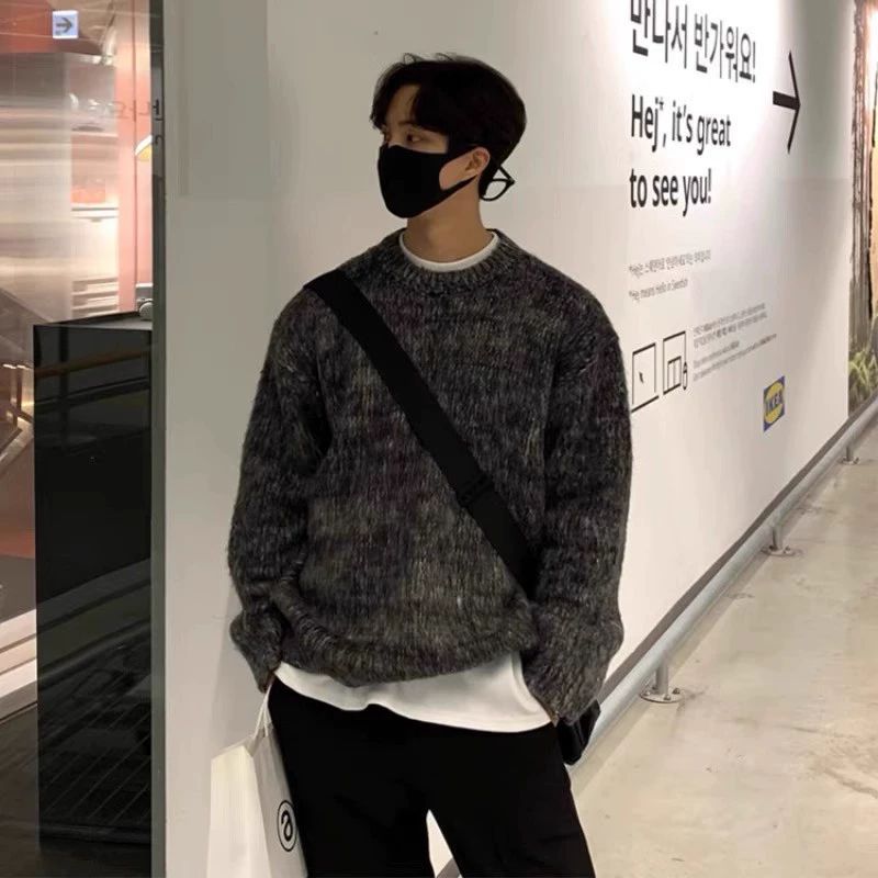Mohair-Texture Oversized Knit Sweater