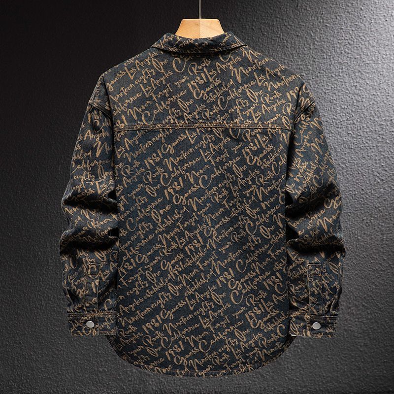 Retro Script Jacquard Denim Overshirt