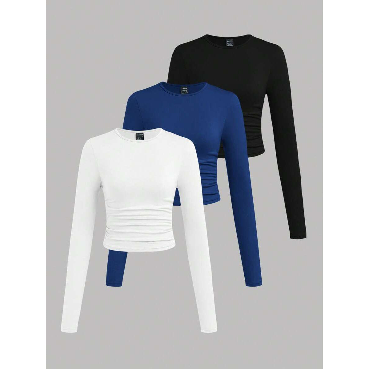 Ruched Long Sleeve Crop Top