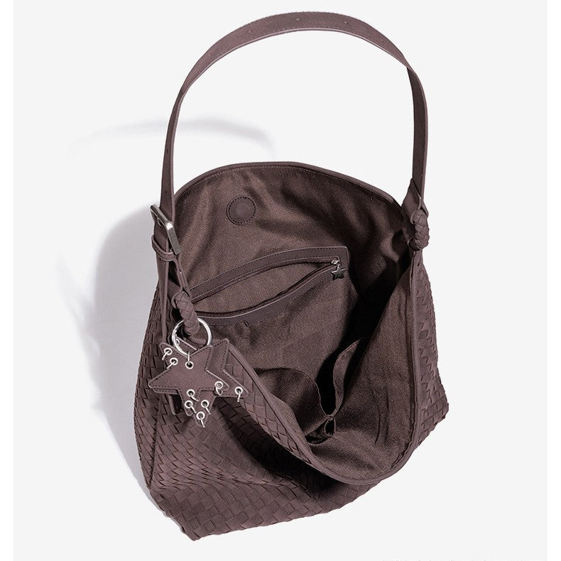 Suede Woven Tote Bag: