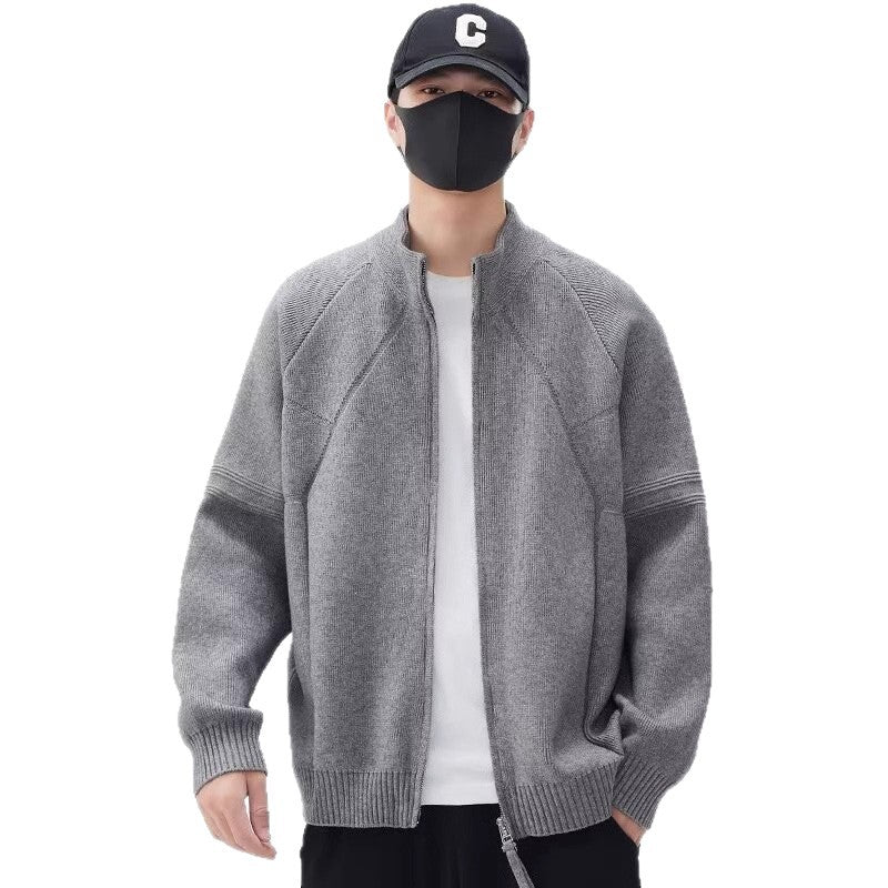 Minimalist Ribbed-Knit Full-Zip Bomber