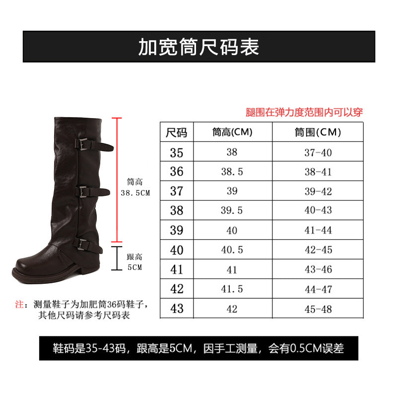 Triple-Buckle Knee-High Boots