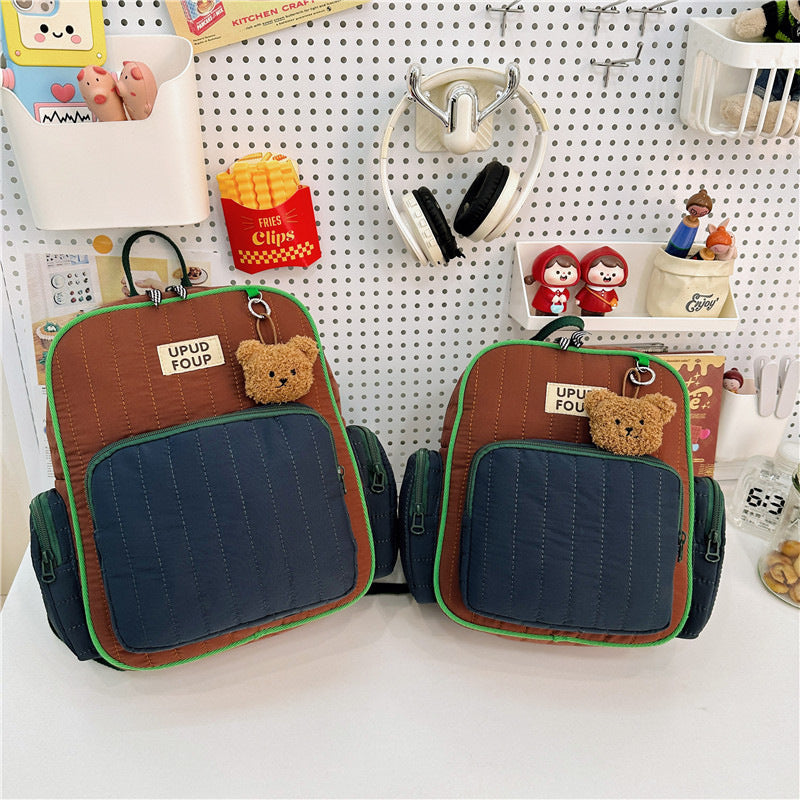Quilted Bear Charm Backpack
