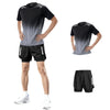 Gradient gray short sleeves + black shorts [two-piece set]