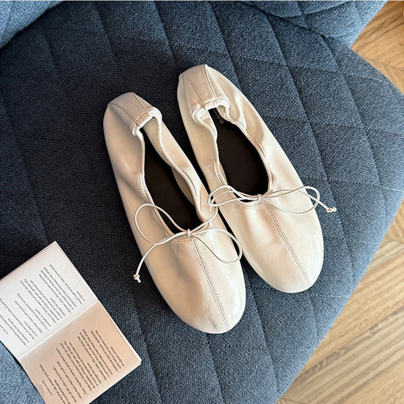 Bow Leather Ballet Flats