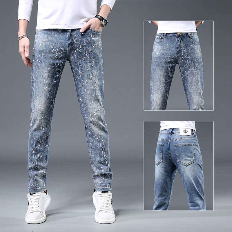 Stamped Slim-Fit Trousers