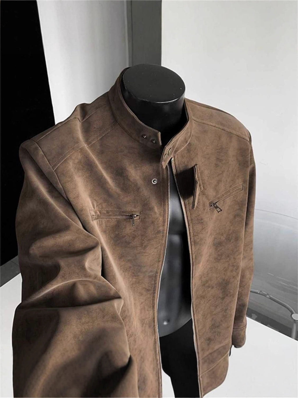 Suede-Textured Flight Jacket