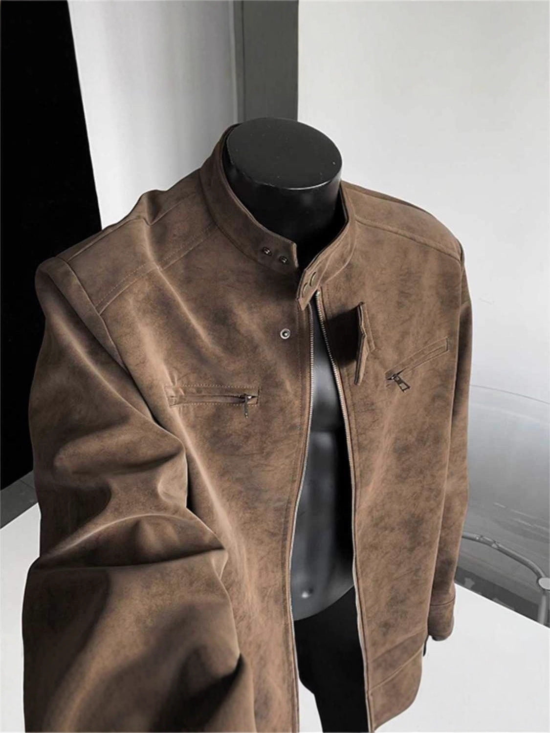 Suede-Textured Flight Jacket