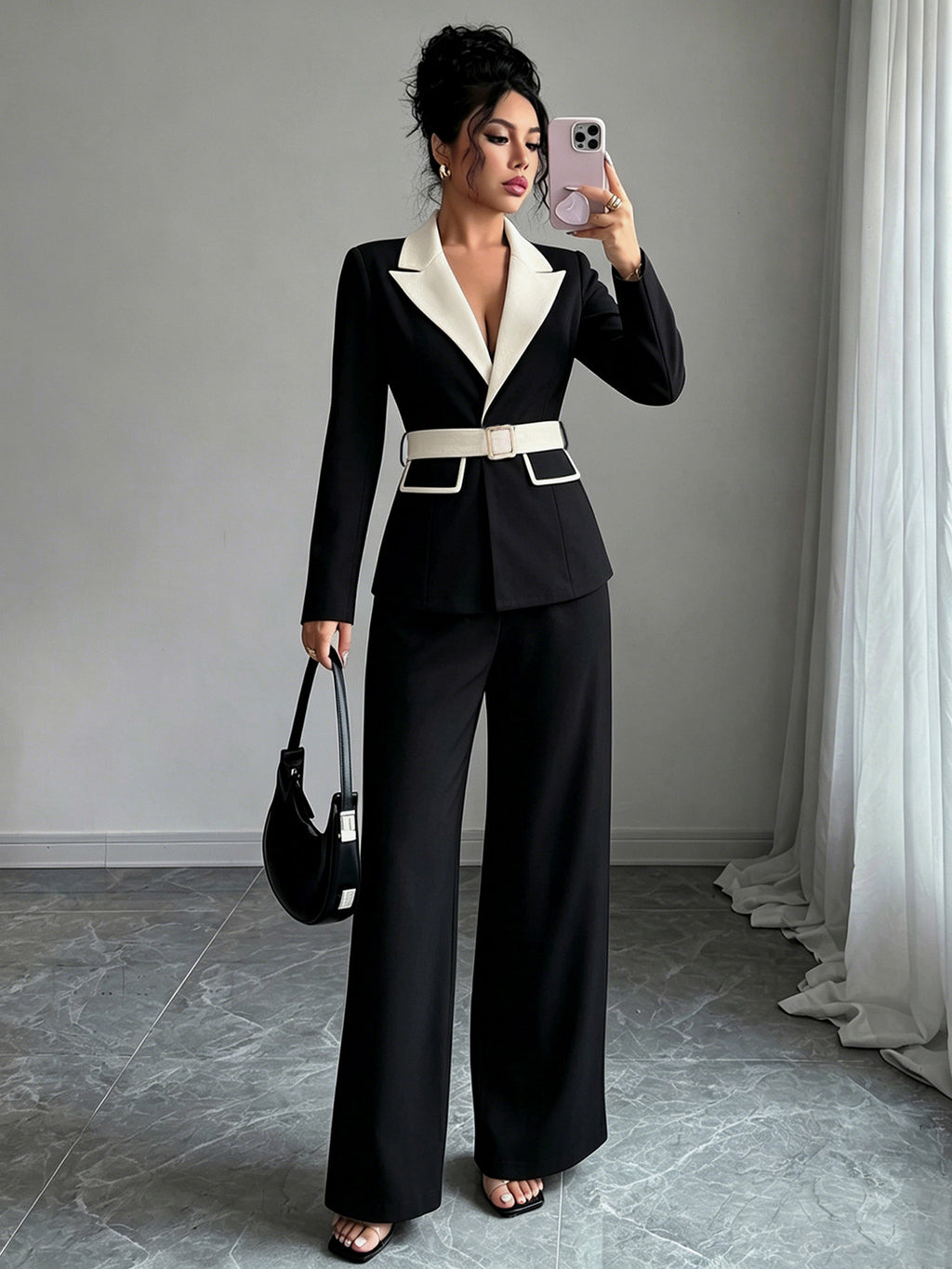 Sleeveless Blazer and Trousers Set
