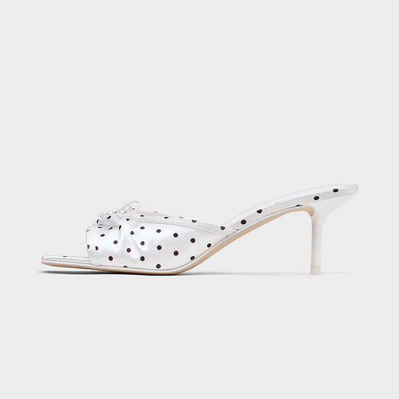 Bow Square-Toe Heel Slides