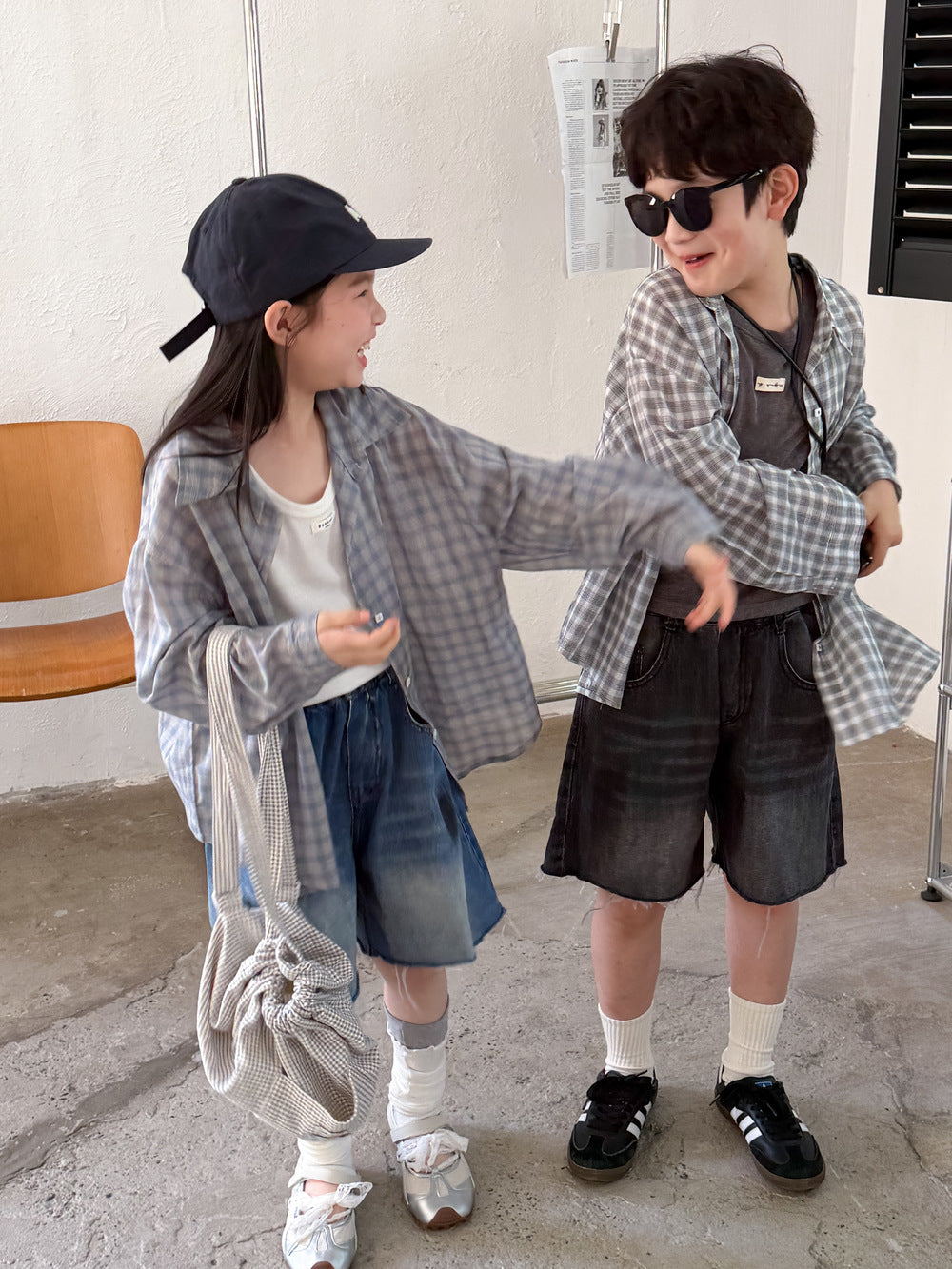 Kids' Plaid Long-Sleeve Sun Shirt