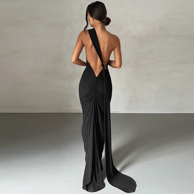 Pleated Backless Dress