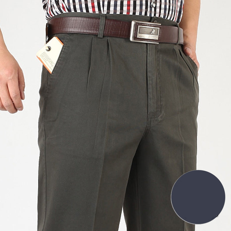 Pleated Cotton Comfort Trousers