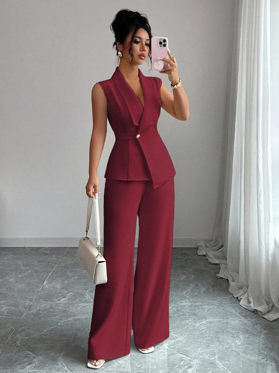 Blazer and Wide Leg Trousers Two Piece Set