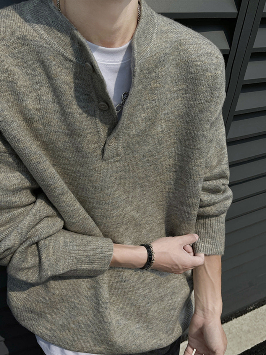 Men's Henley Knit Pullover