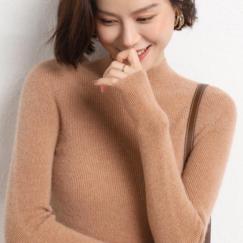 Ribbed Knit Mock Neck Sweater