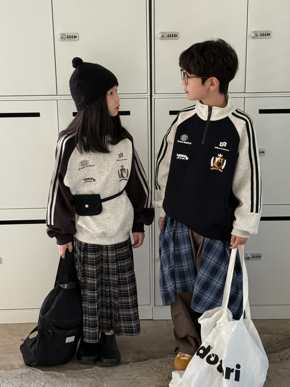 Kids' Zip-Collar Letter Sweatshirt