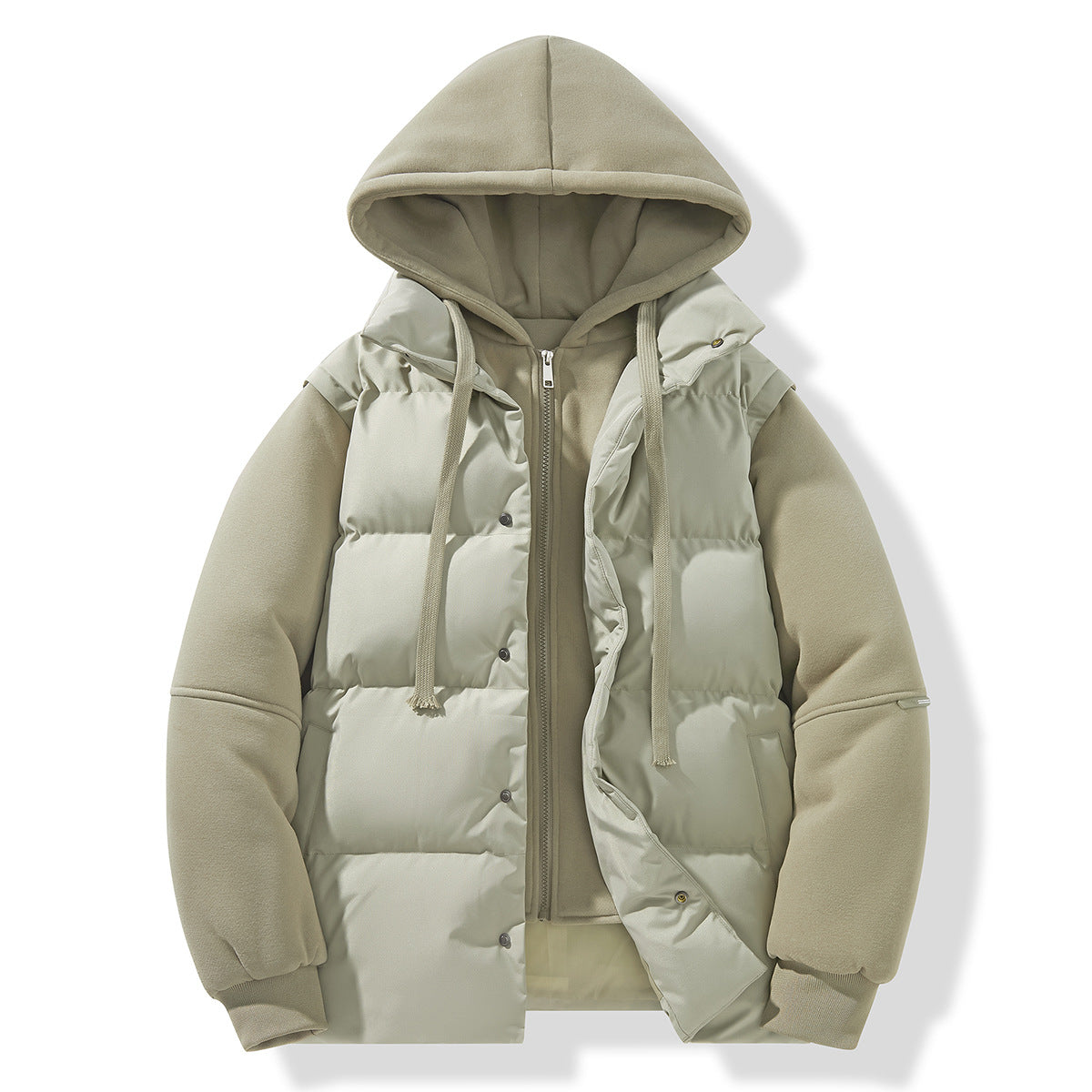 Layered Puffer Vest Hoodie
