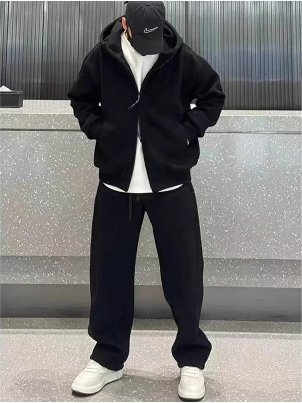 Plush Lined Zipper Hoodie and Sweatpants Set