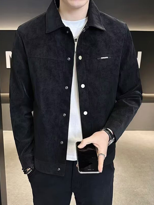 Suede-Texture Utility Jacket