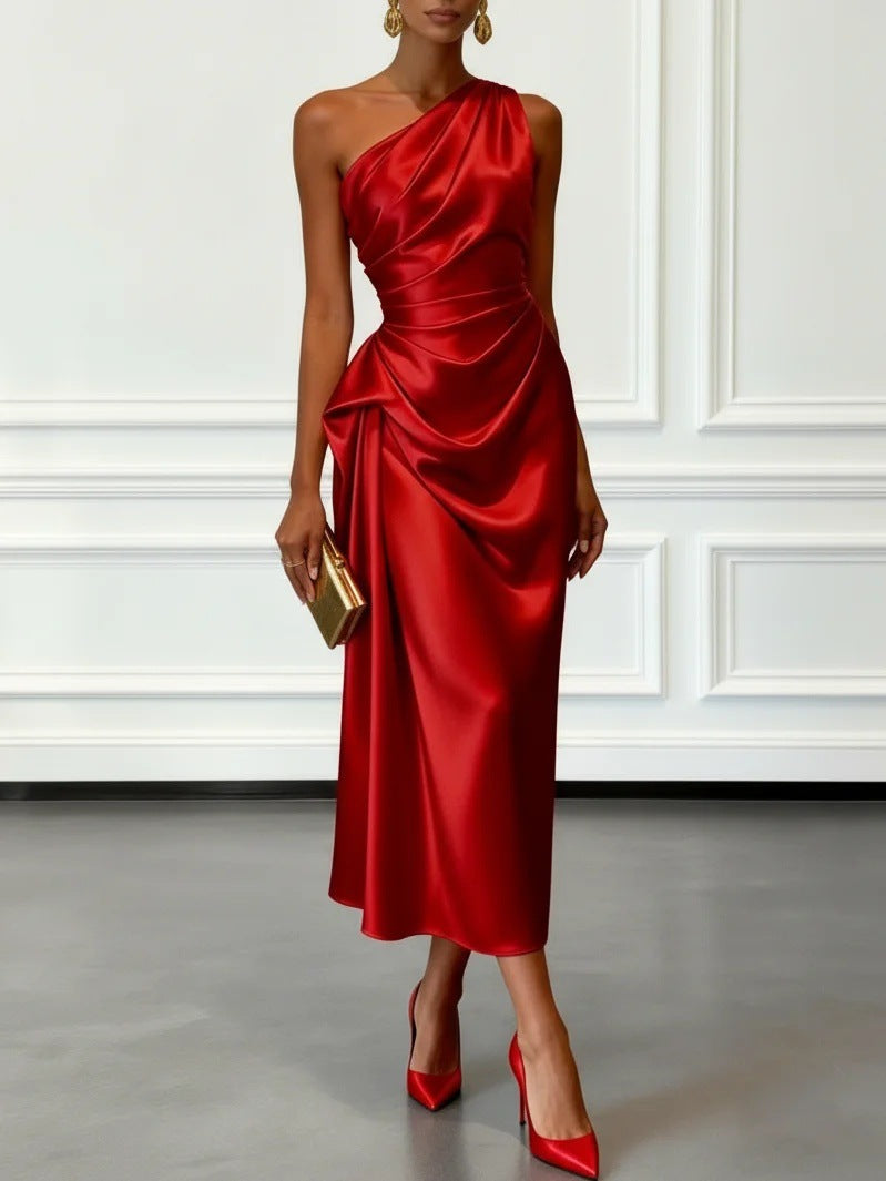 One-Shoulder Draped Dress