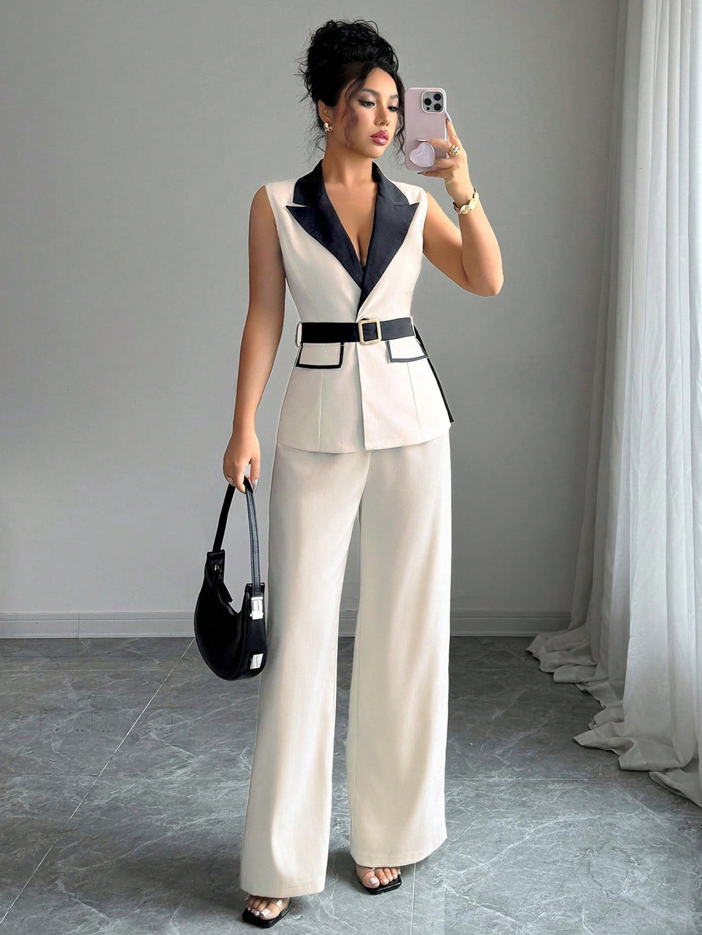 Sleeveless Blazer and Trousers Set
