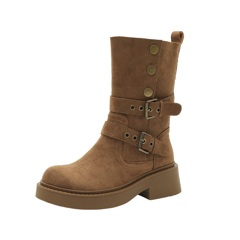 Chunky Sole Buckle Boots