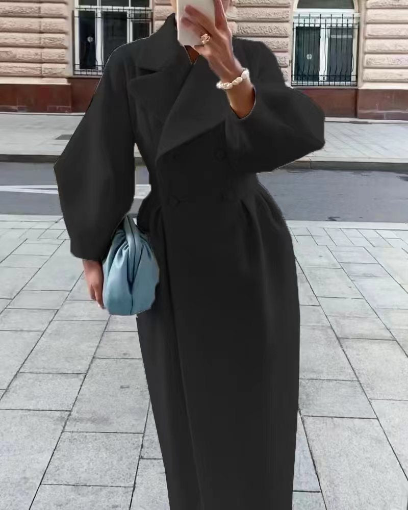 Elegant Double Breasted Long Coat