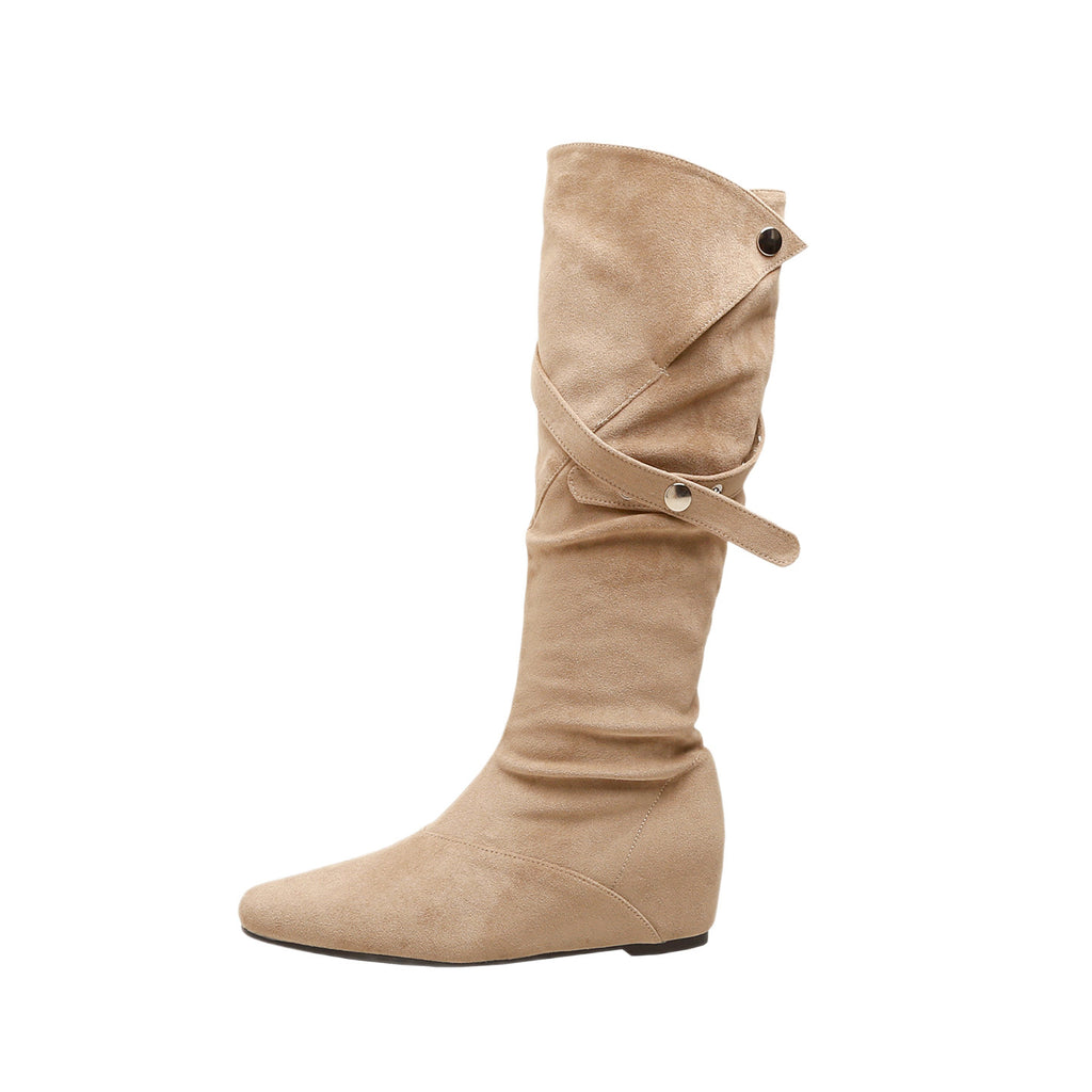 Buckle Slouch Leather Boots